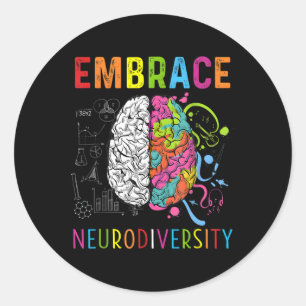 Sticker Rond Adopter la Neurodiversité Cerveau Adopter Adhd Aut