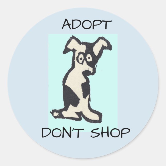STICKER ROND ADOPTER, NE PAS SHOP (Devant)