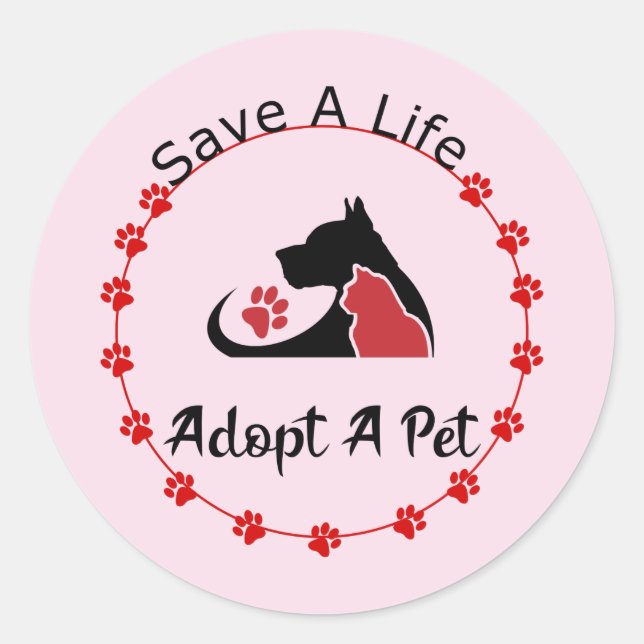 Sticker Rond Adopter un animal de compagnie (Devant)