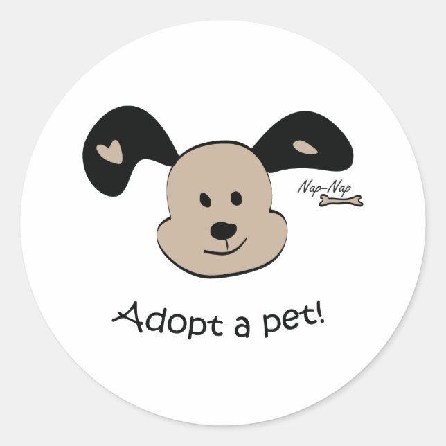 Sticker Rond Adopter un animal de compagnie (Devant)