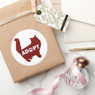 Sticker Rond Adopter un chat pour les Amoureux de les chats et 