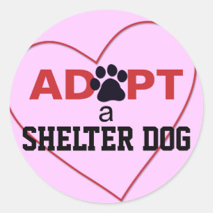 Sticker Rond Adopter un chien de refuge