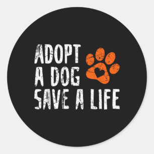 Sticker Rond Adopter un chien rétro Sauver la vie Sauvetage ani