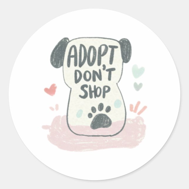Sticker Rond Adopter une journée d'hébergement pour animaux dom (Devant)