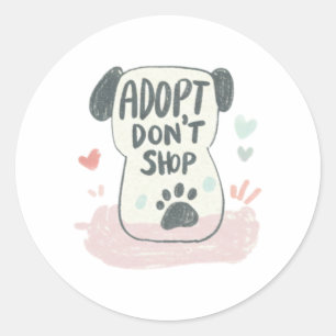 Sticker Rond Adopter une journée d'hébergement pour animaux dom