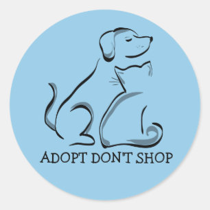 Sticker Rond Adoptez l’autocollant Don’t Shop Dog and Cat