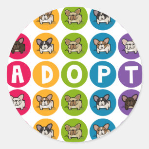 Sticker Rond Adoptez l'arc-en-ciel Frenchie