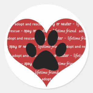 Sticker Rond Adoption de animal de compagnie, secourir le coeur