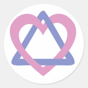 Sticker Rond Adoption Triangle bleu rose