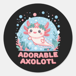 Sticker Rond Adorable Axolotl Cutesse aquatique