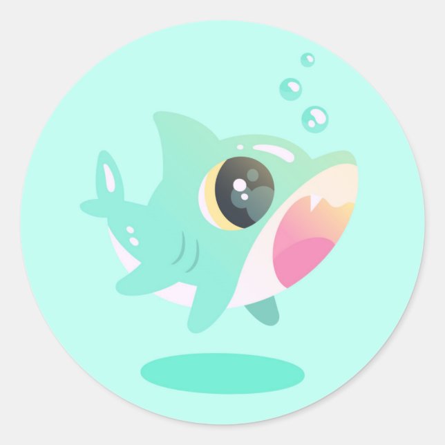 Sticker Rond adorable bébé requin (Devant)