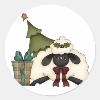 Sticker Rond adorable brebis de noël