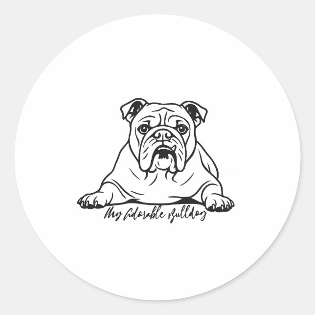 Sticker Rond Adorable Bulldog (Devant)