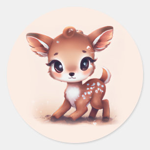 Sticker Rond Adorable Cerf de Bébé