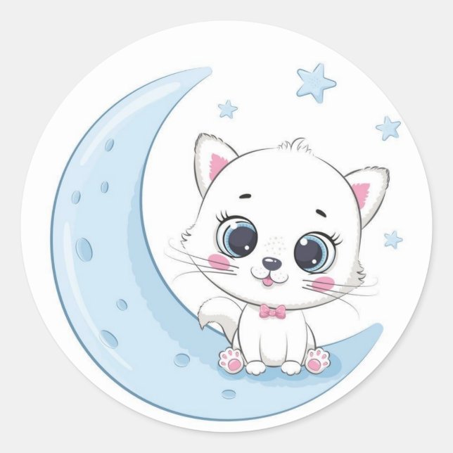 Sticker Rond Adorable Chat cuisinier tge Moon (Devant)