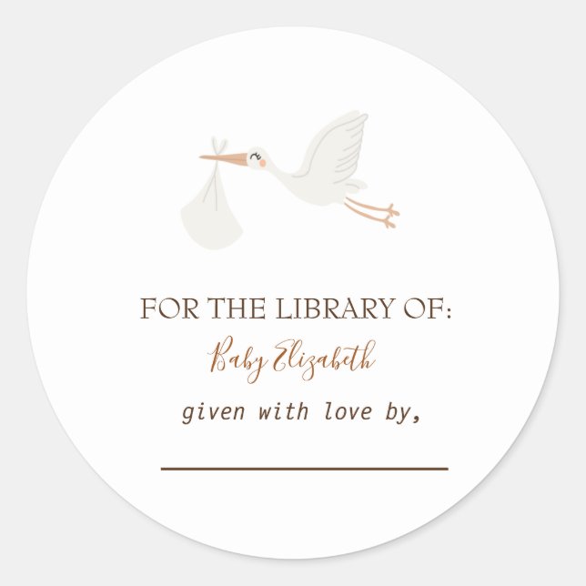 Sticker Rond Adorable Cigogne Mignonne (Devant)