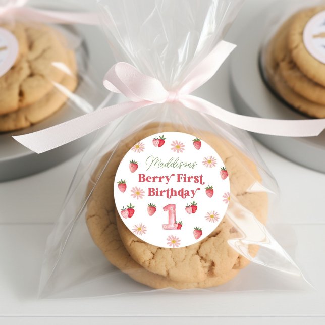 Sticker Rond Adorable Daisy Pastel Berry Premier anniversaire f (Créateur téléchargé)