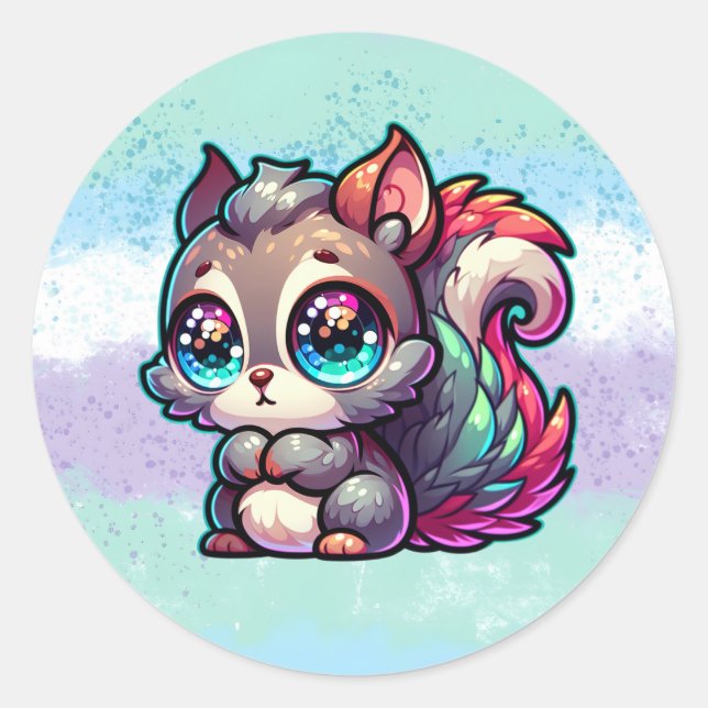 Sticker Rond Adorable Écureuil mignon (Devant)