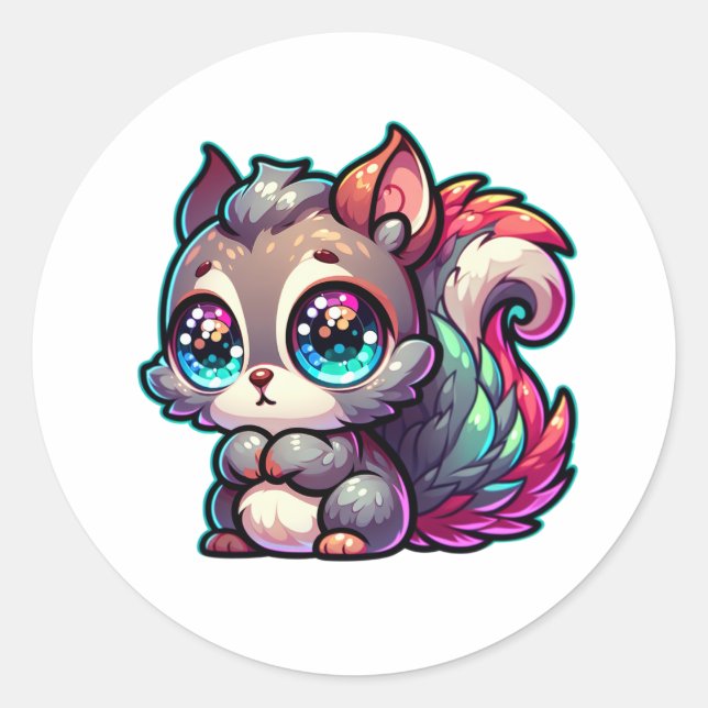 Sticker Rond Adorable Écureuil mignon (Devant)