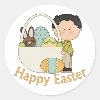 Sticker Rond Adorable Enfants de Pâques Tee - shirts, Cartes et
