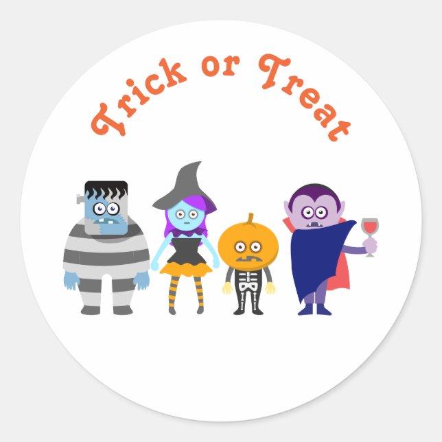 Sticker Rond Adorable Enfants Halloween Costume Party (Devant)
