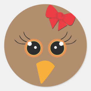 Sticker Rond 🦃 Adorable face de dinde, brun
