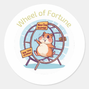 Sticker Rond Adorable Humour Hamster - Roue de Fortune Parodie