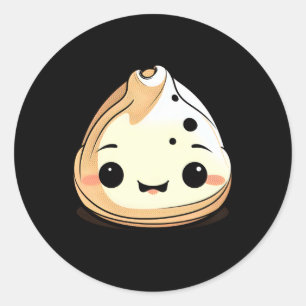 Sticker Rond Adorable Kawaii Dim Sum Dumpling Et Anime