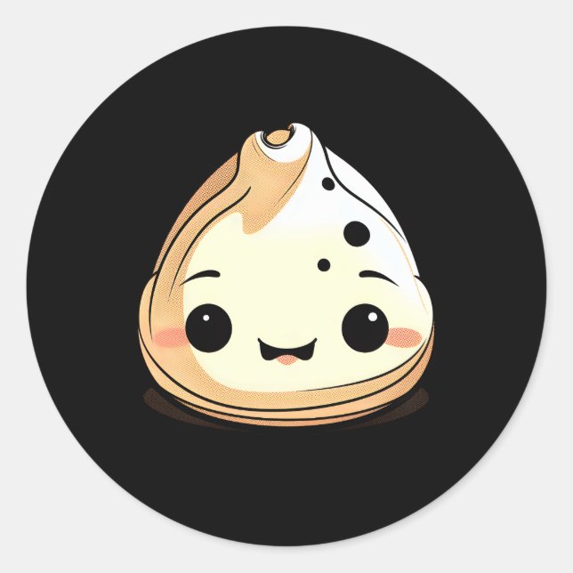 Sticker Rond Adorable Kawaii Dim Sum Dumpling Et Anime (Devant)