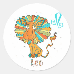 Sticker Rond Adorable Lion Leo