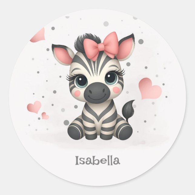Sticker Rond Adorable little cartoon zebra  (Devant)
