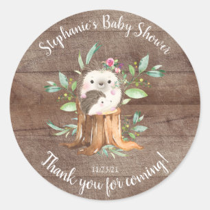 Sticker Rond Adorable Maman & Baby Hedgehog Baby shower Favoris