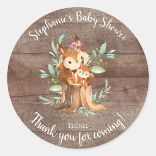Sticker Rond Adorable Maman et bébé Baby shower d'écureuil F