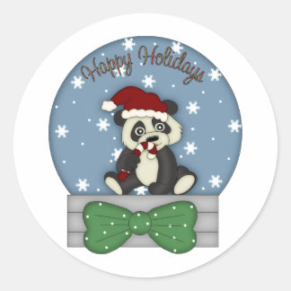 Sticker Rond Adorable Noël Panda Tee - shirts et cadeaux