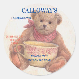 Sticker Rond Adorable ours en peluche avec Teup