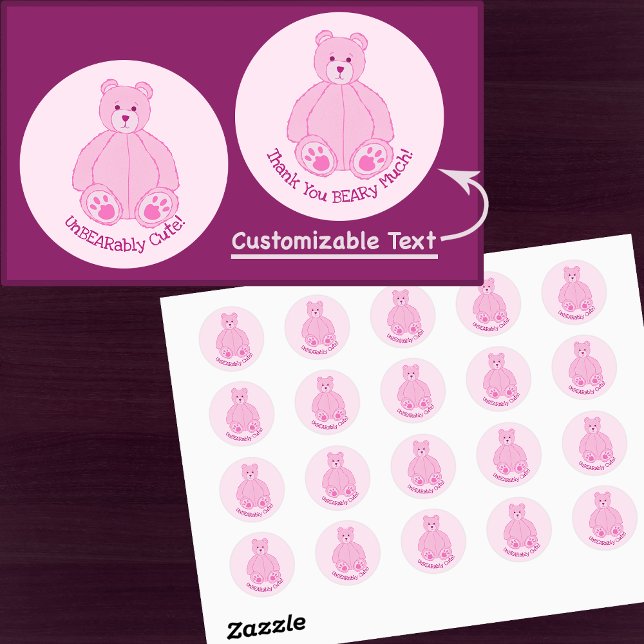 Sticker Rond Adorable Ours En Teddy Rose (Créateur téléchargé)