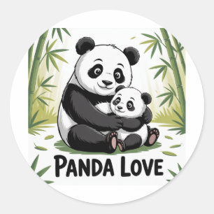 Sticker Rond Adorable Panda Love Retour à l'école