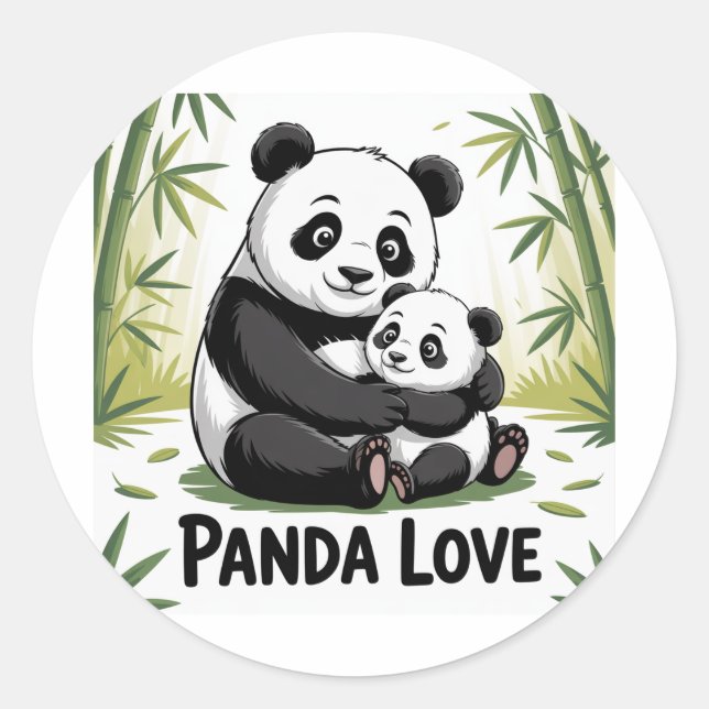 Sticker Rond Adorable Panda Love Retour à l'école (Devant)