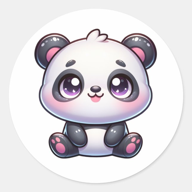 Sticker Rond Adorable Panda Pal kawaii (Devant)