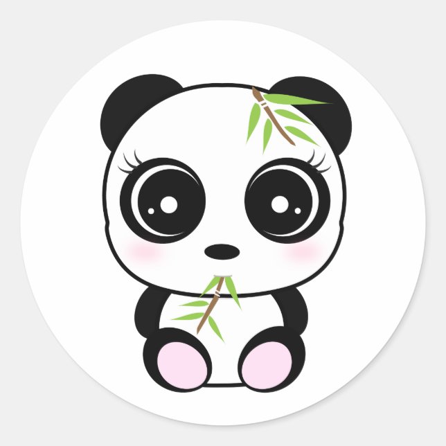 Sticker Rond Adorable petit panda mangeant *Panda Pocket* (Devant)