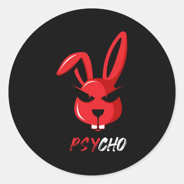 Sticker Rond Adorable Psycho Lapin Bizard Lapin (Devant)
