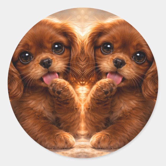 Sticker Rond Adorable Ruby Cavalier Spaniel (Devant)