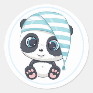 Sticker Rond Adorable Sleepy Panda