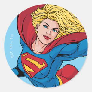 Sticker Rond Adorable Supergirl Stance