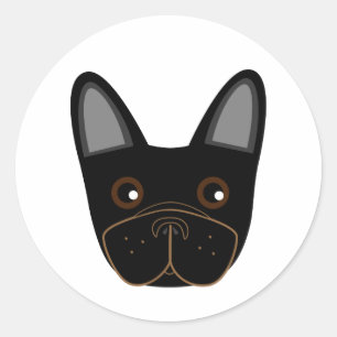 Sticker Rond Adorable visage de Chien-taureaux français