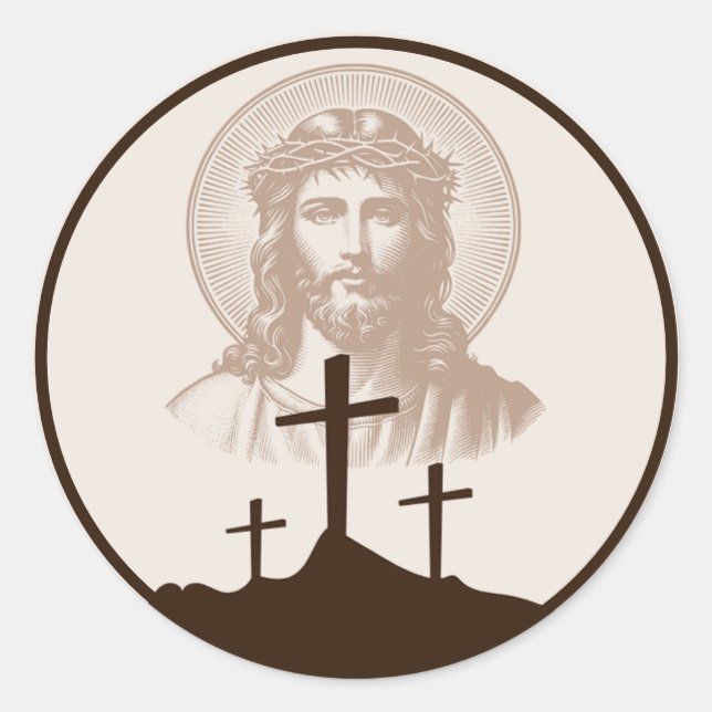 Sticker Rond Adoration catholique du Vendredi saint –  Prière d (Devant)