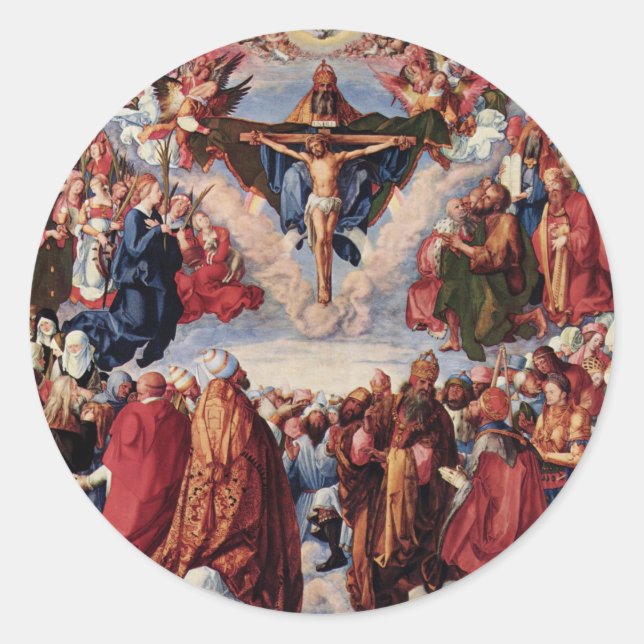 Sticker Rond Adoration de la Trinité par Albrecht Durer, 1511 (Devant)