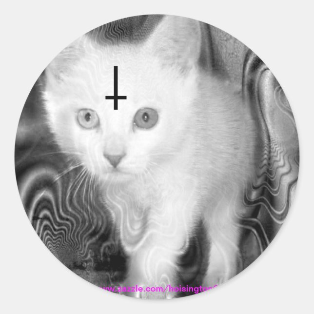 Sticker Rond adorez le minou (Devant)