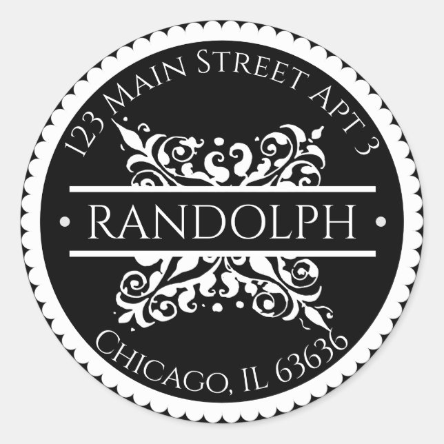 Sticker Rond Adresse de bord baroque à fronde (Devant)