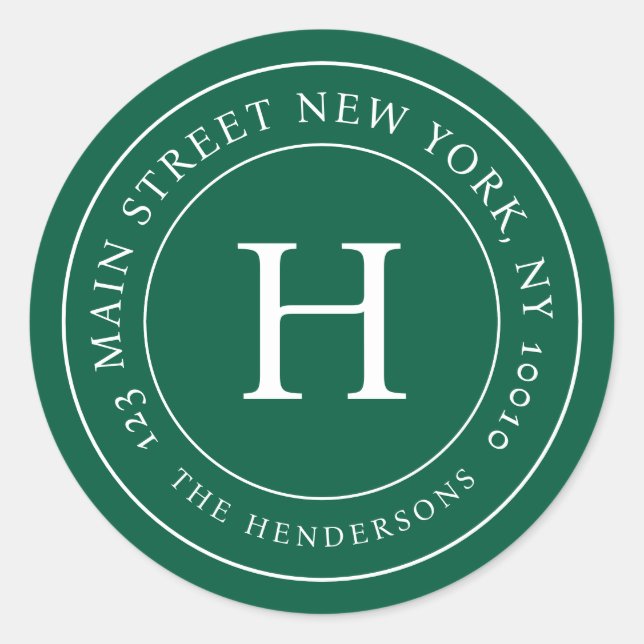 Sticker Rond Adresse de la maison Moderne Simple Chic Monogramm (Devant)